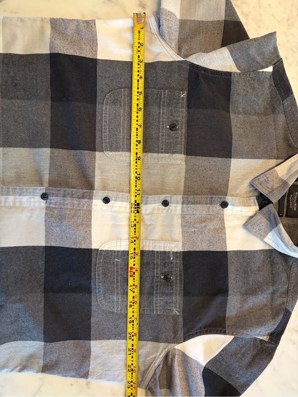Nordstrom Men's Black & White Plaid Button-Down Shirt - Picture 4 of 4